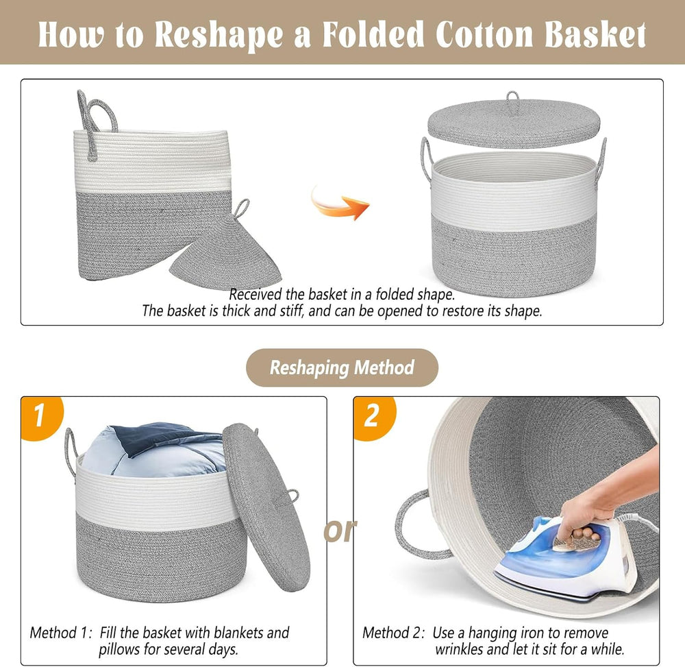 21" x 18" Extra Large storage baskets,Decorative blanket basket wit...
