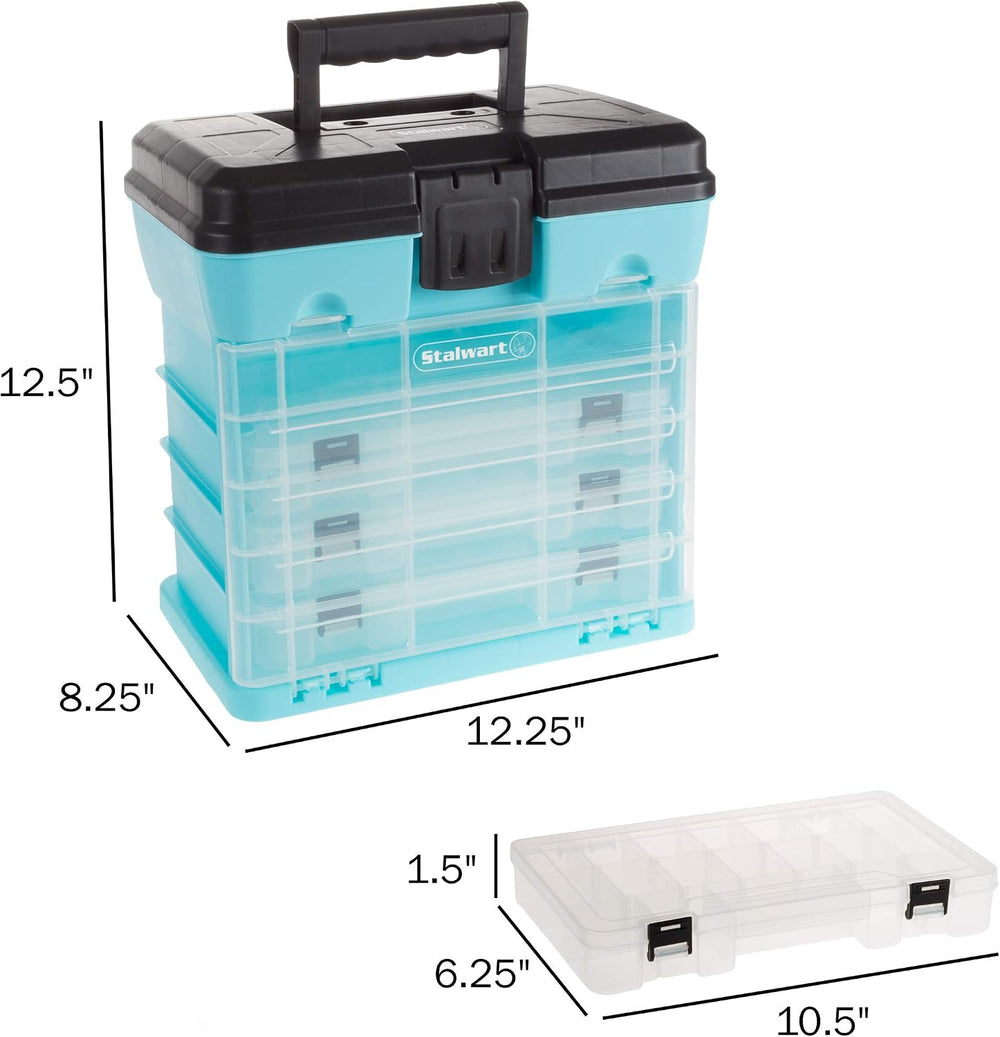 Stalwart Small Parts Organizer Box, Light Blue, 10-Inch