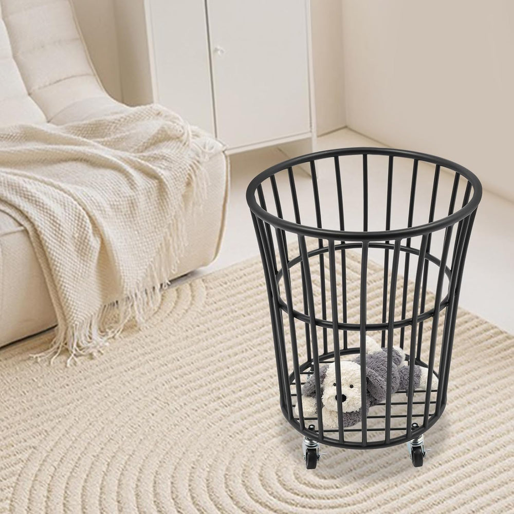 Rolling Laundry Basket Cart, Metal Laundry Hamper with Wheels, Laundry Organi...