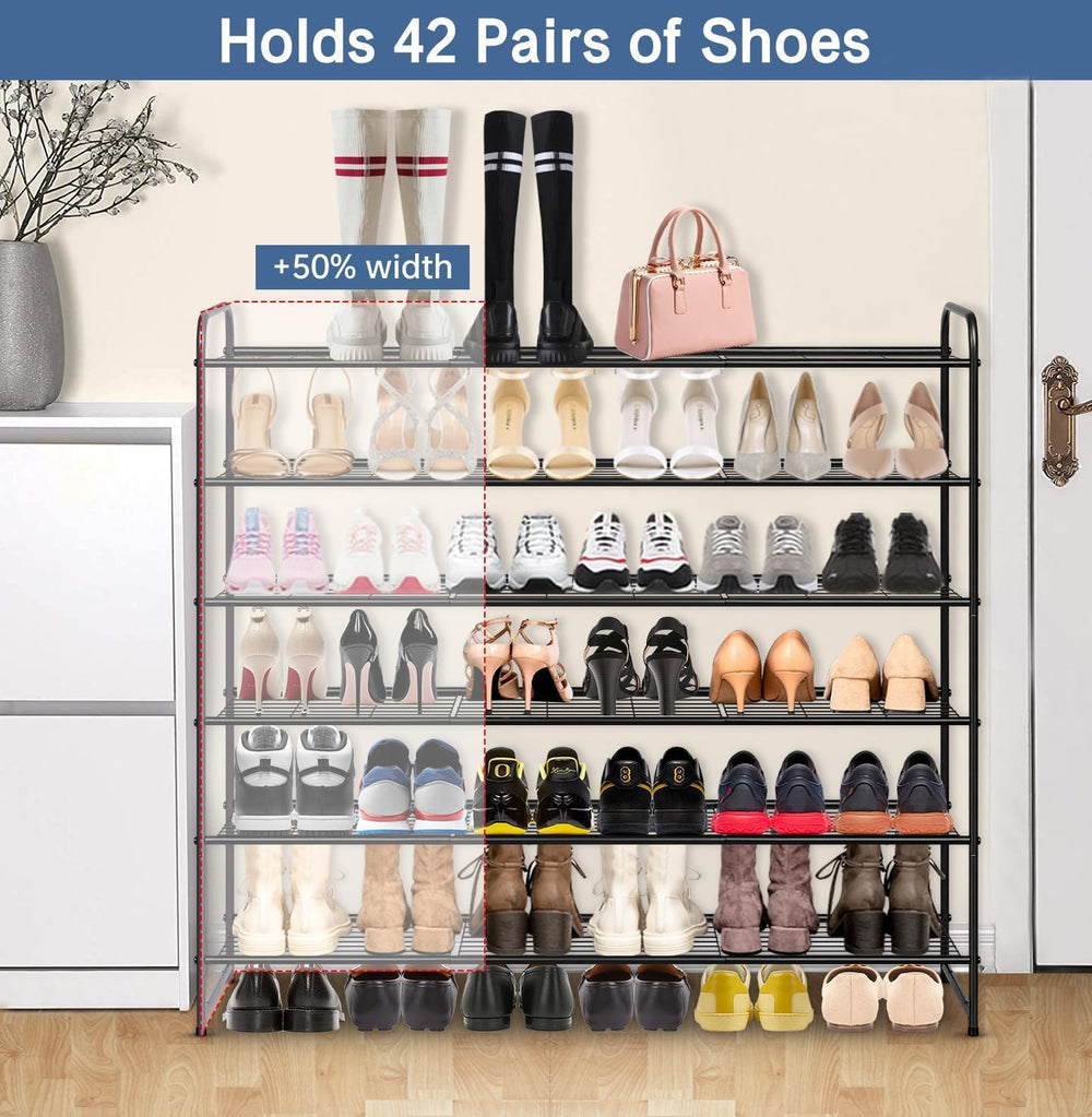 KEETDY Large Shoe Rack 6 Tier Organizer Tall Metal Shoe Organizer for Entrywa...