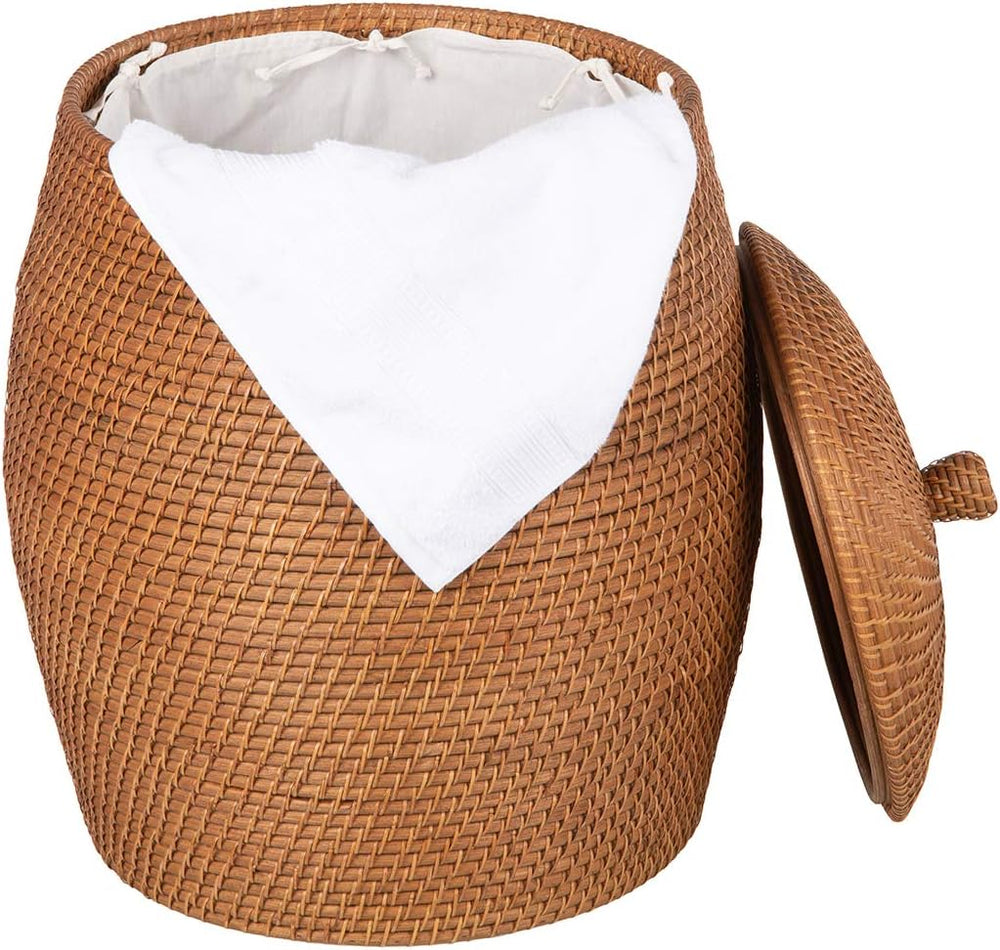 KOUBOO Laguna Rattan Beehive Laundry Hamper with Lid and Liner, Honey Brown