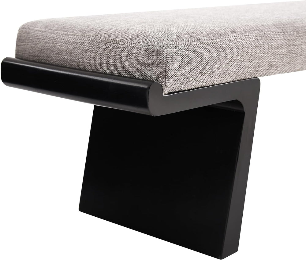 47.2" Black Wood Bedroom Bench, Upholstered Entryway Bench, Linen