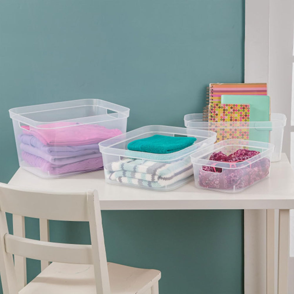 Sterilite 6.25x6.25x15 Inch Narrow Modern Storage Bin w/ Comfortable Carry Th...