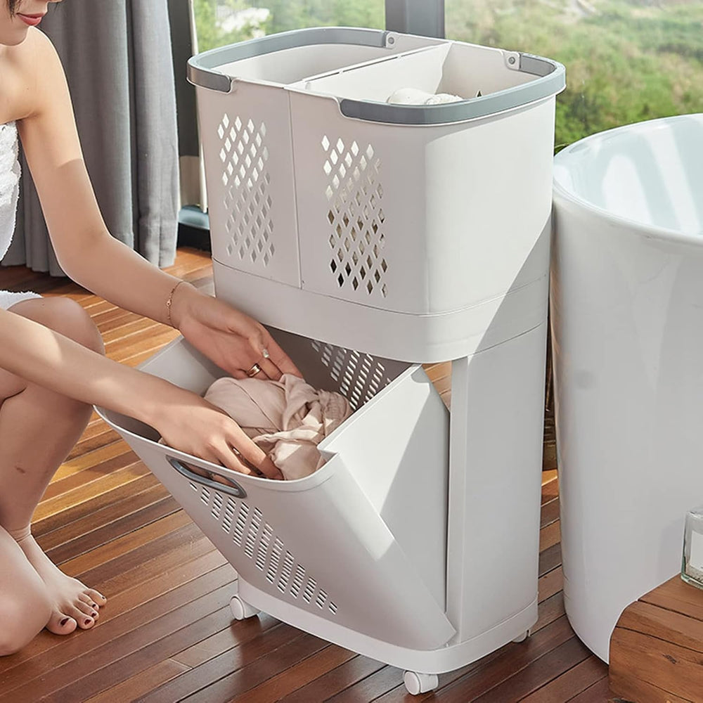Laundry Basket Multipurpose Sorter Basket with Wheel Rolling Laundry Sorter H...