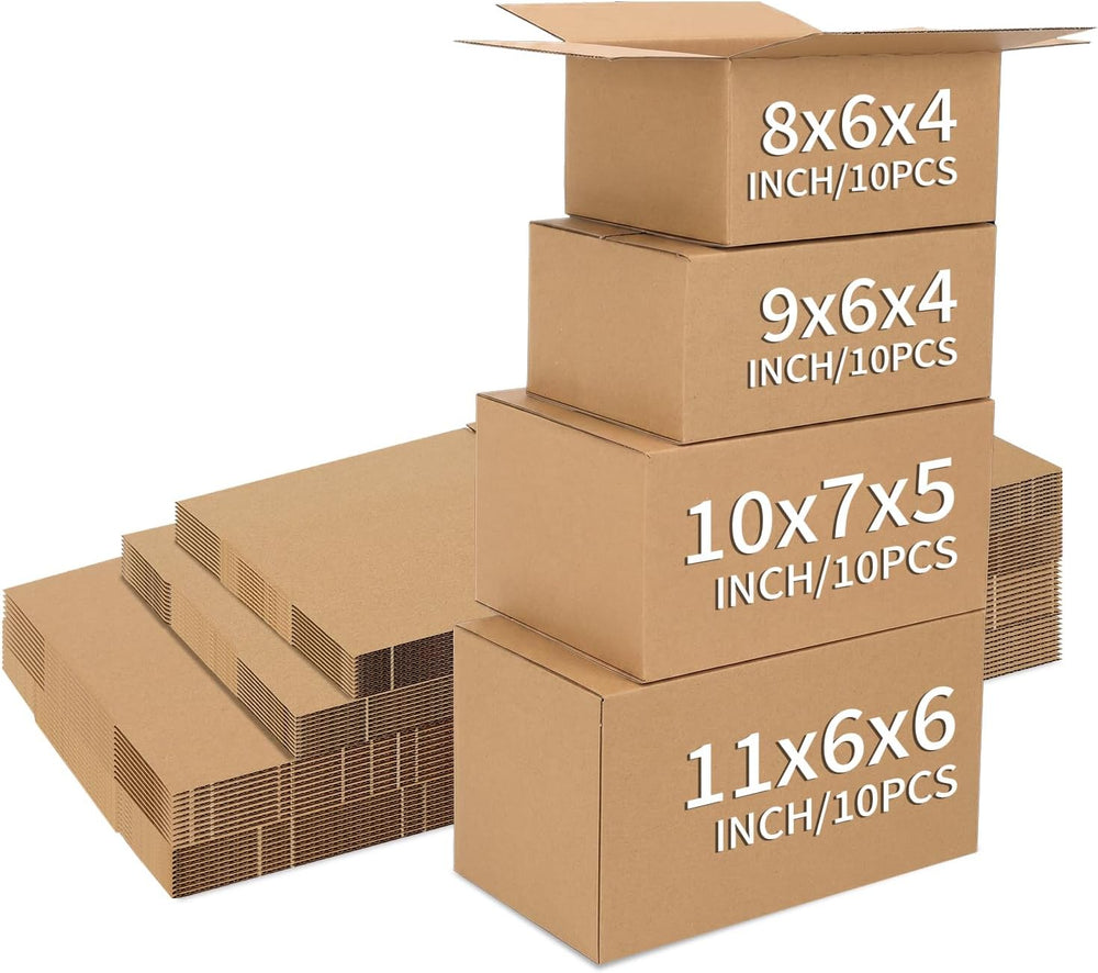 CRUGLA Assorted Sizes Shipping Boxes 40 Pack (11x6x6, 10x7x5, 9x6x4,8x6x4), C...
