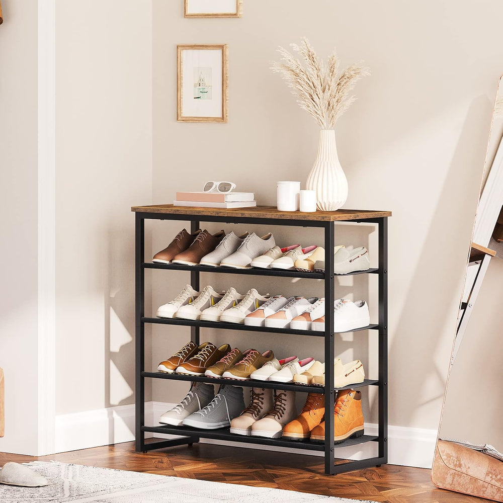HOOBRO Shoe Rack, 5 Tier Shoe Storage Organizer with 4 Oxford Fabric Shelves ...