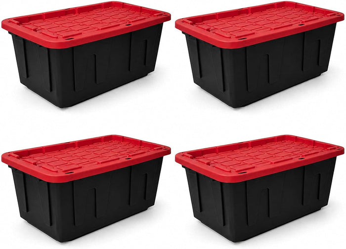 27 Gallon Heavy Duty Storage Bin 4-Pack Stackable Garage Tote for Racks
