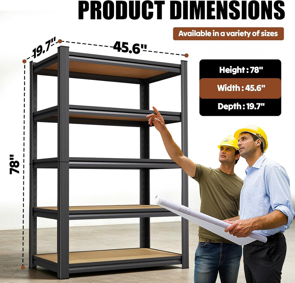 78''H Storage Shelves, Wood Garage Shelving,Adjustable Heavy Duty She...