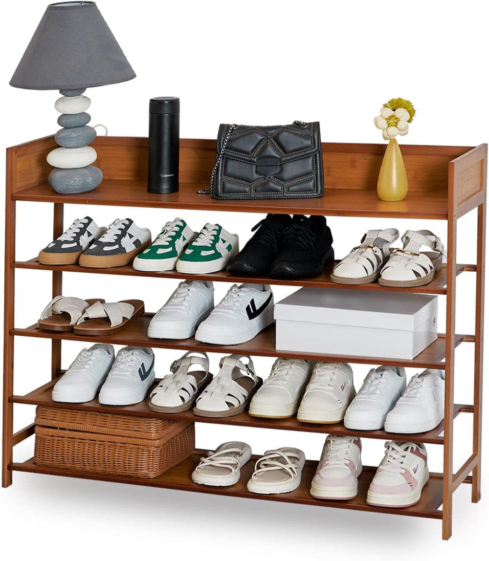Bamboo Shoe Rack Organizer, 5 Tier Shoe shelf Storage Organizer, For Entryway...