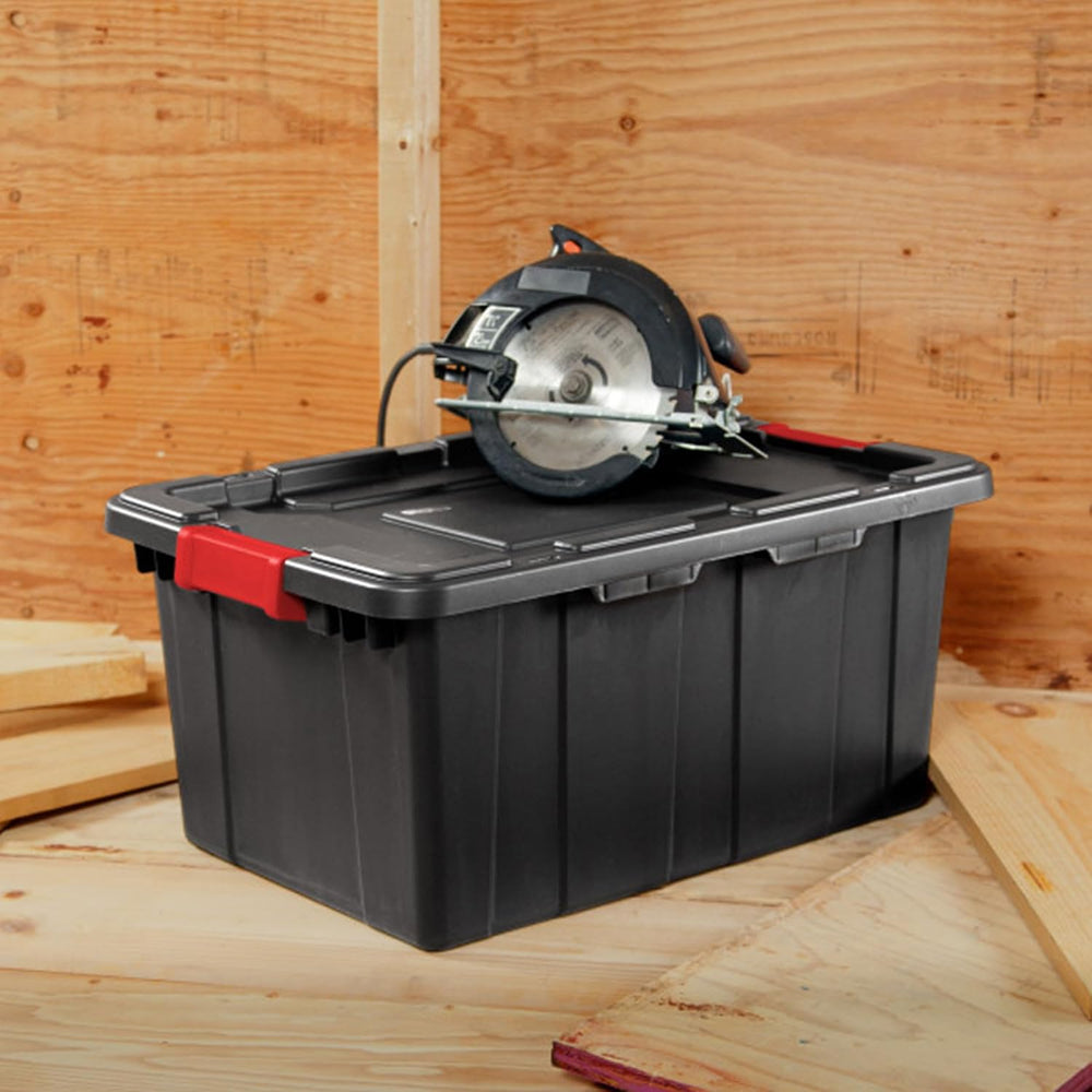 Sterilite Industrial Storage Tote with Lids for Garage, 15 Gallon, 12-Pack