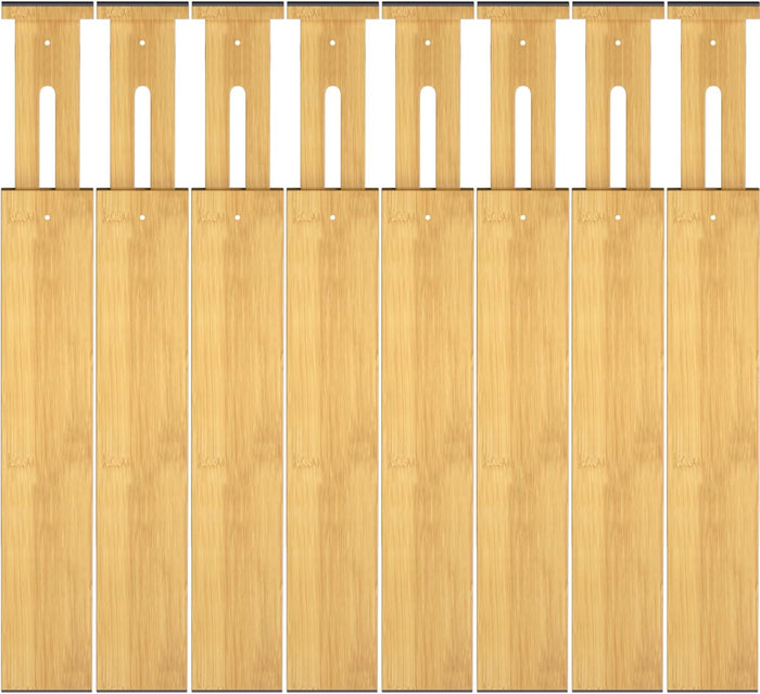 Bamboo Drawer Dividers, Adjustable Drawer Organizers, Fits 17.6–21" Drawers