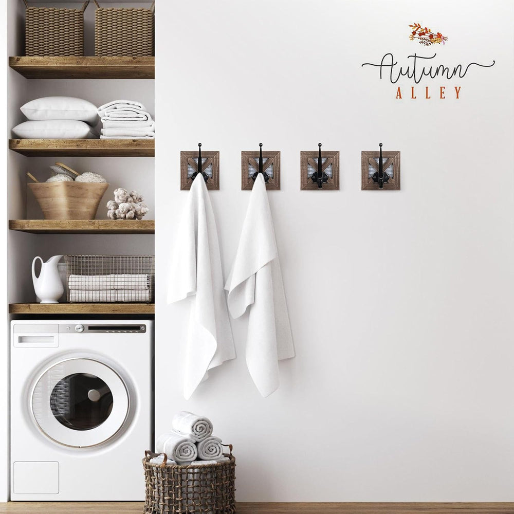 Autumn Alley Farmhouse Bathroom Hooks - 4 Pack Rustic Wall Hooks for Towels, ...