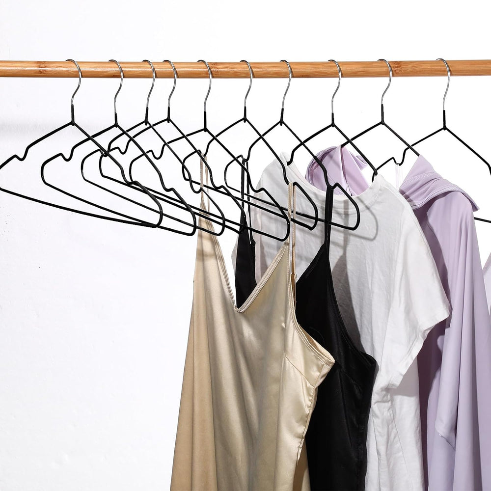 Wesiti 100 Pcs Metal Wire Non Slip Hangers for Clothes Space Saving Hanger St...