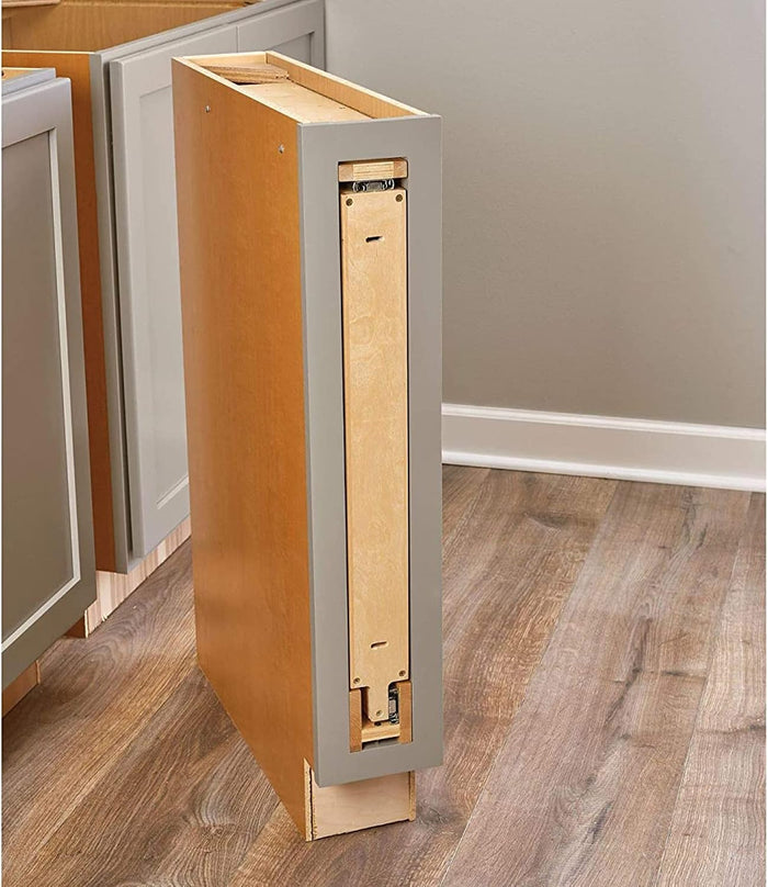 Rev-A-Shelf 3" Pull Out Shelf Organizer for Between Base Kitchen Cabinets, Adjustable Filler Spice Rack Seasoning Storage Holder, Wood, 438-BC-3C