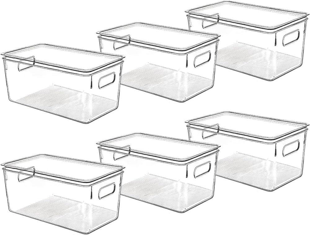 Clear Plastic Storage Bins with Lids, Perfect for Kitchen Organization or Pan...