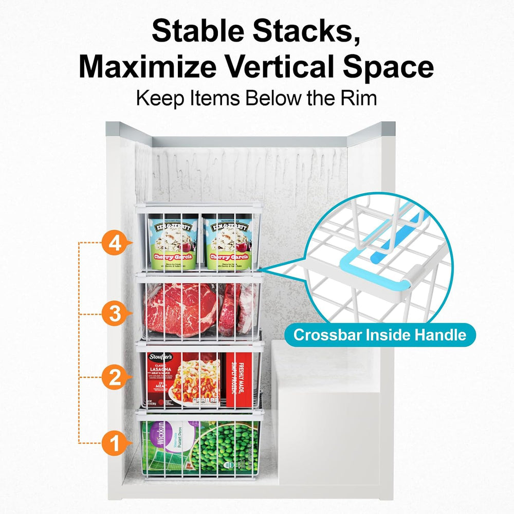 iSPECLE Chest Freezer Organizer Bins - Storage Baskets for 5 Cu.Ft, 8 Pack
