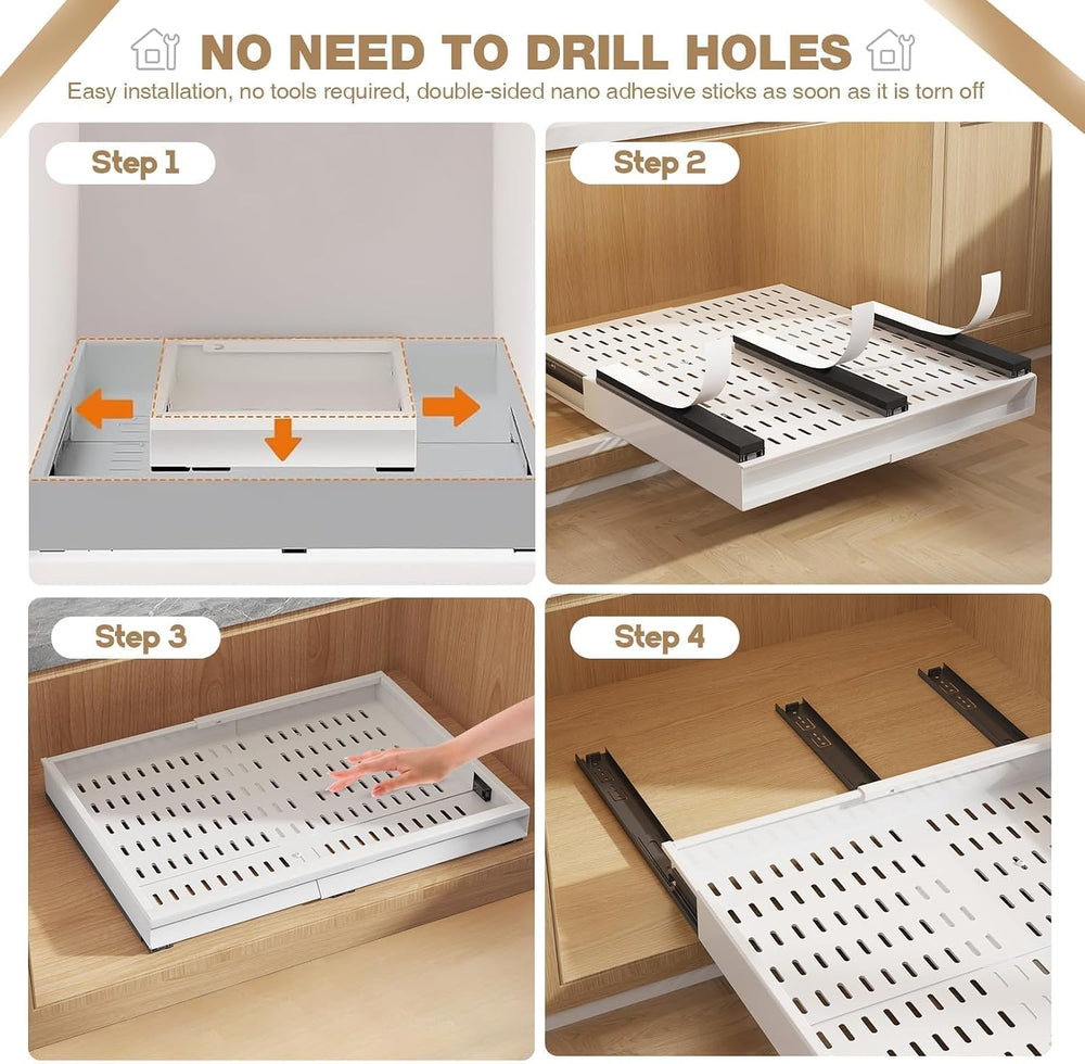 Seinloes Pull Out Cabinet Organizer, 4-Side Expandable to Fit Most Cabinets, ...