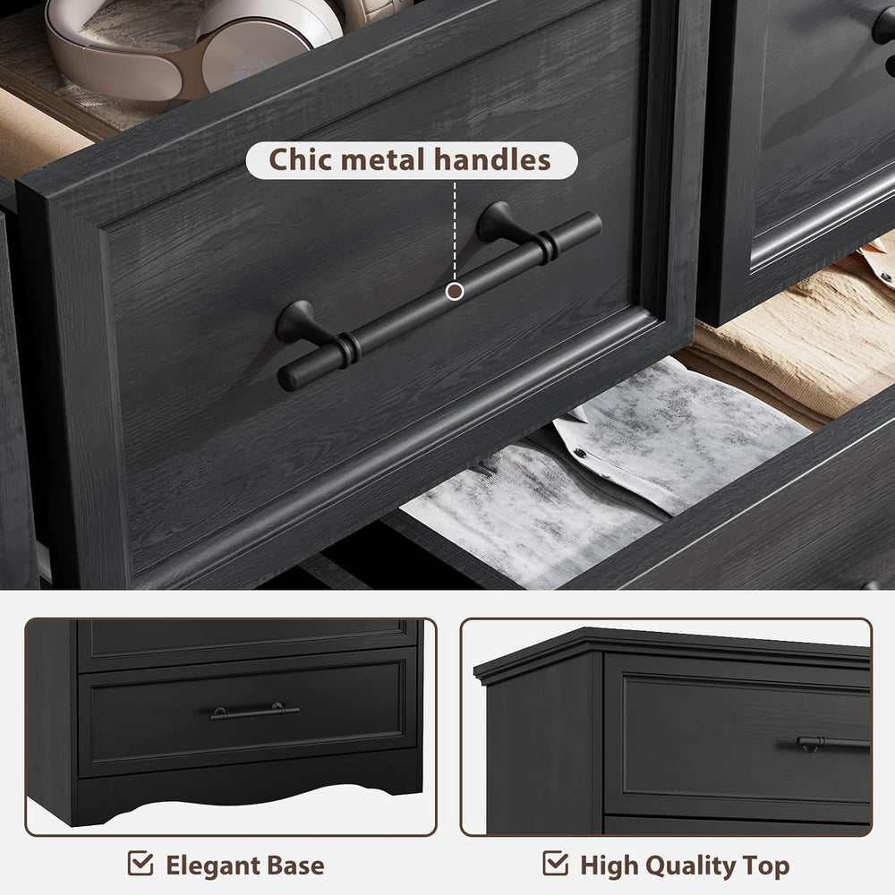 YANSNWO Black 7 Drawer Dresser for Bedroom, 47" Wide Chest of Drawers