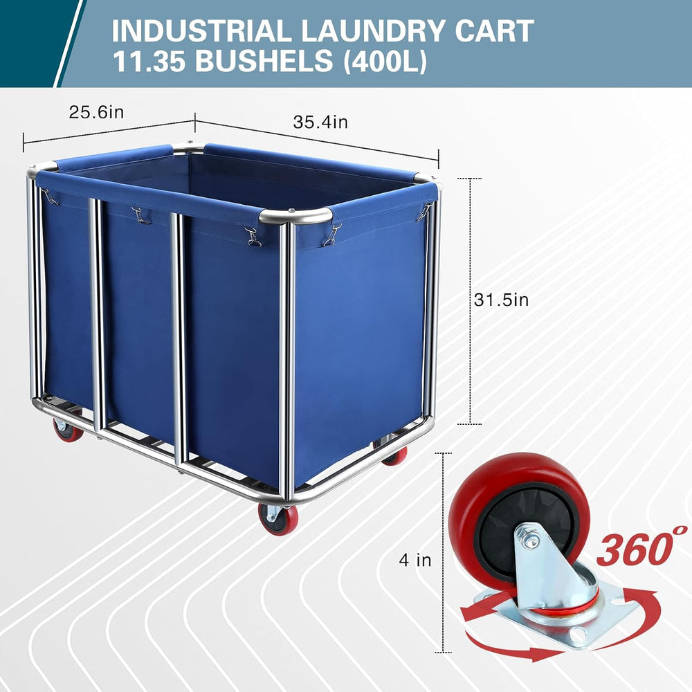 Commercial Laundry Cart with Wheels,440 lbs for Hotel,Home(Blue)