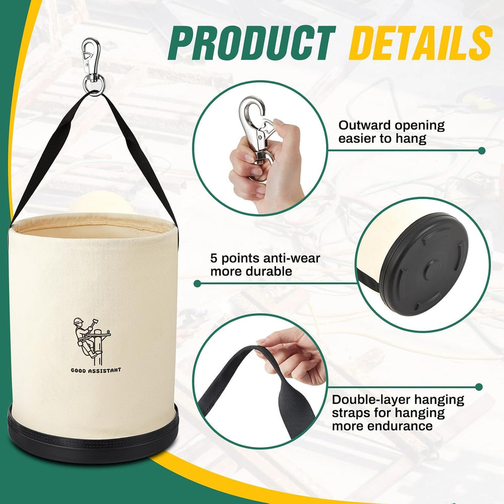 2 Pack 15" x 12" Linemen Canvas Tool Bucket Bag, White