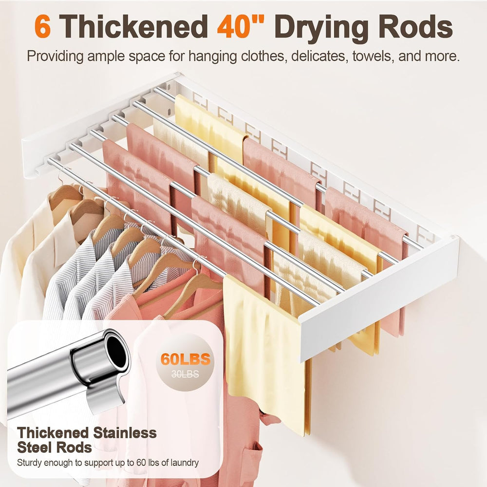 Wall Mounted Clothes Drying Rack Folding Indoor, Foldable Laundry Drying Rack...