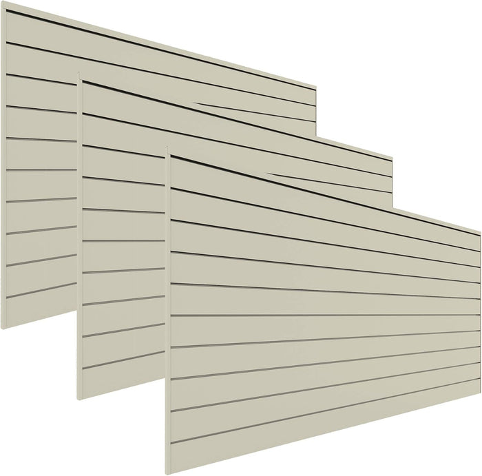 PROSLAT Garage Storage PVC Slatwall Panels -3 Packs of 8 ft. x 4 ft. Sections (30 Single Slats which Make up 96 sq.ft) (Sandstone)