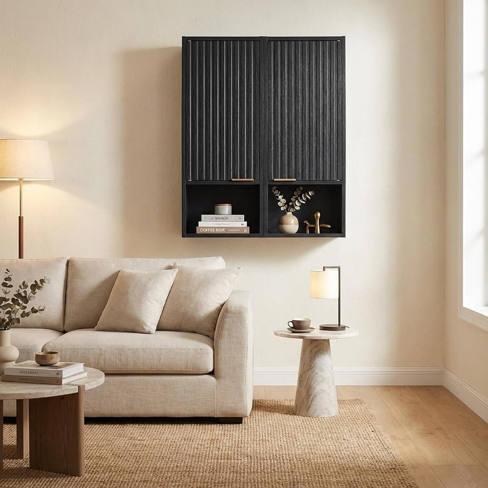 AKMAKM 59.1" Tall Slim Bathroom Storage Cabinet Black | Freestanding or ...