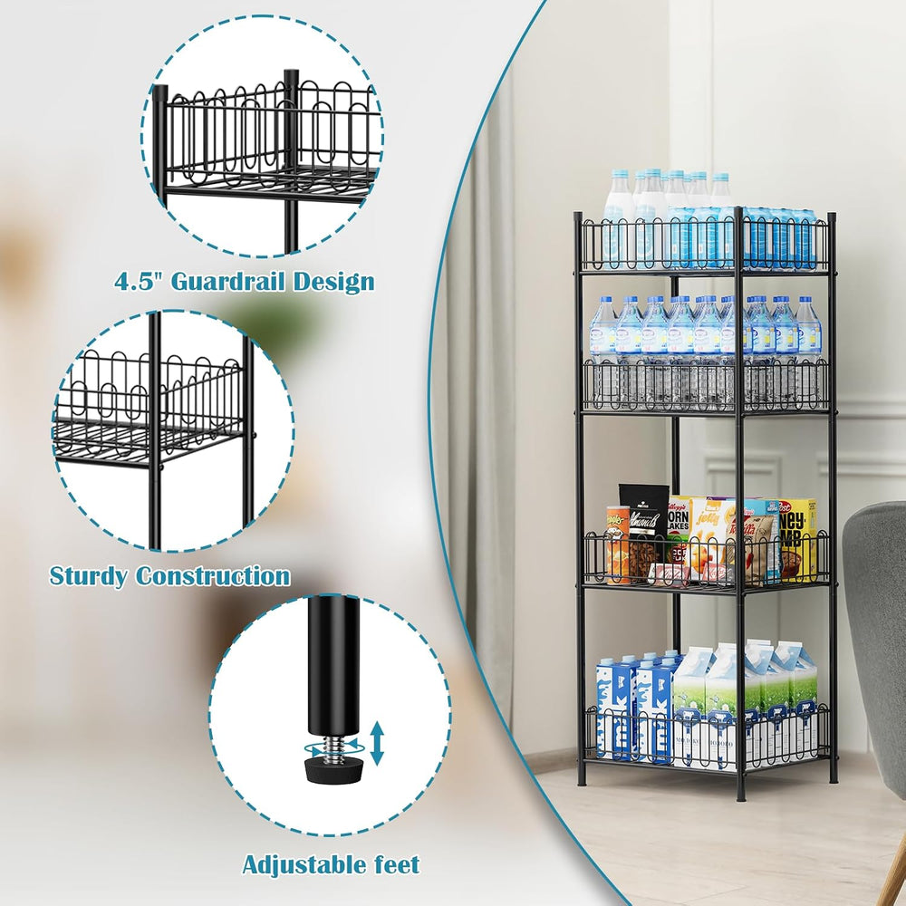 OYEAL Water Bottle Storage Holder 4 Tier Can Organizer for Pantry, Large Capa...