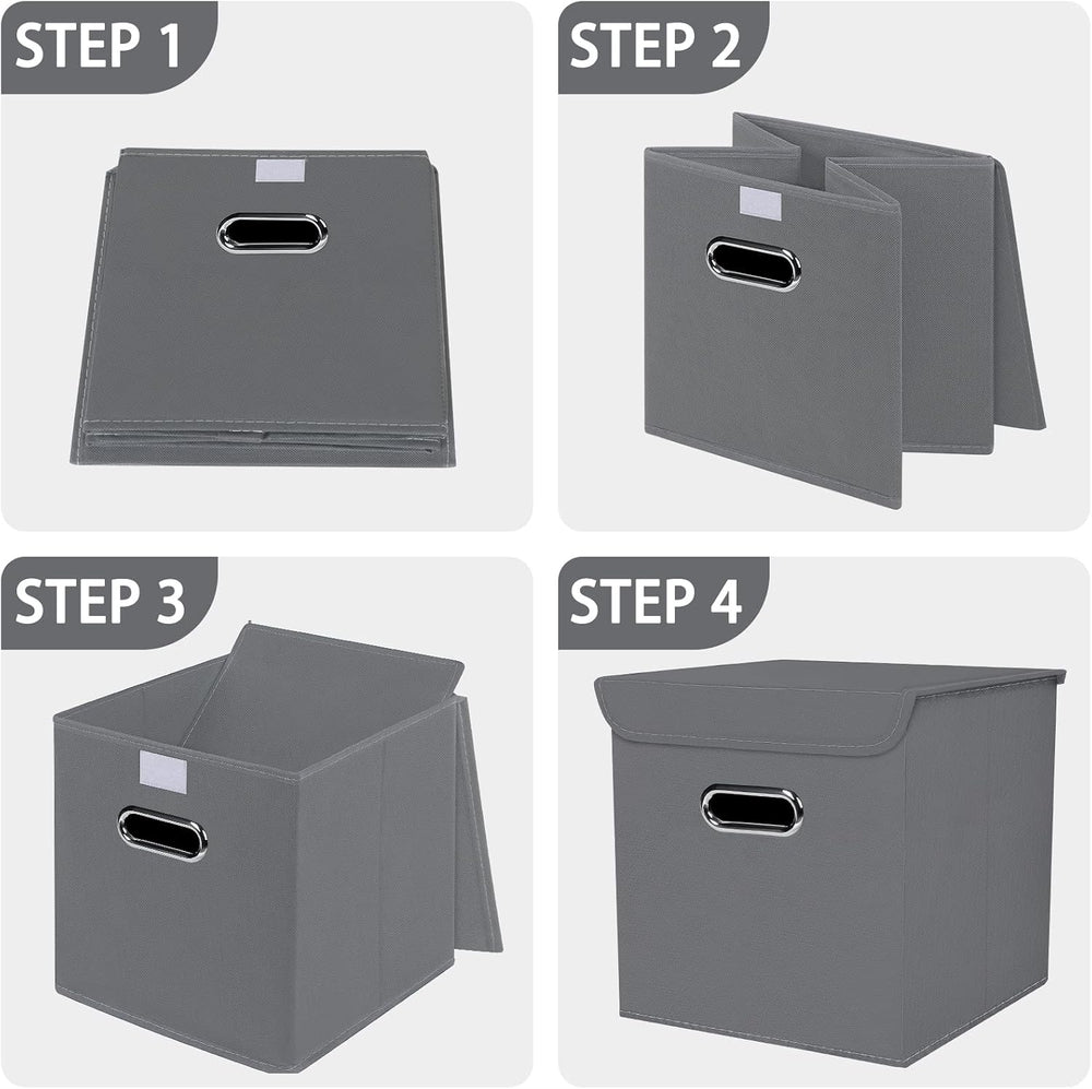 Closet Organizers Fabric Storage Bins With Lids Collapsible Cube Storage Orga...