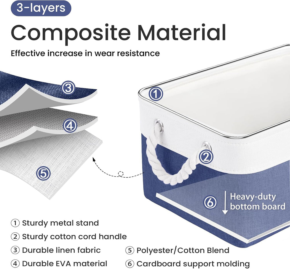 13.8x9.8x6.7 Inch Fabric Small Storage Bins with Handles 6 Pack