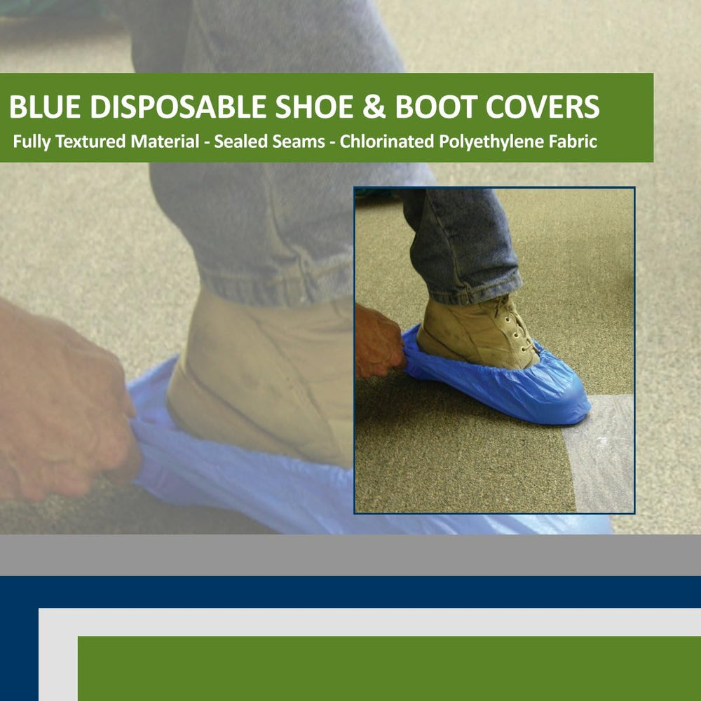 Blue CPE (.55 MM) Shoe & Boot Cover Booties, Water Proof CPE Material, In...