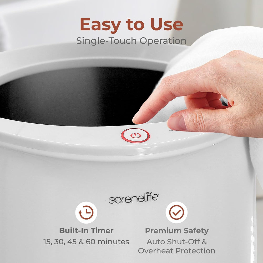 SereneLife Bucket Towel Warmers, White Large Towel Warmer for Spa and Bathroo...