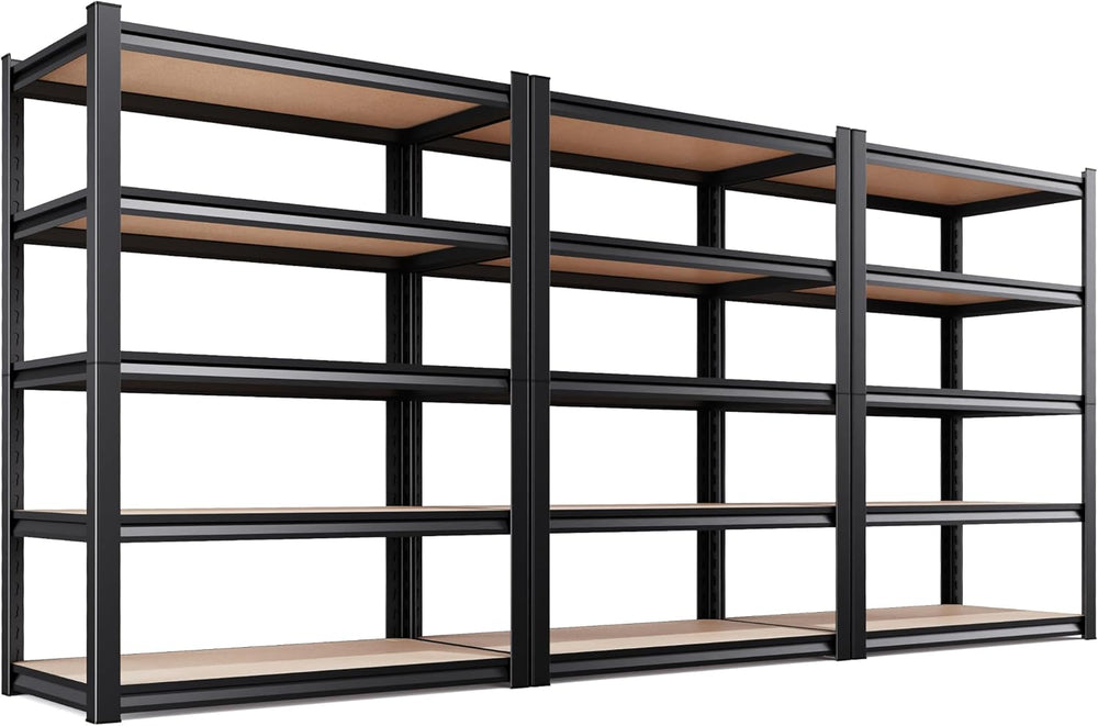 3-Pack 71.2"H Storage Shelves, 5 Tier Adjustable Wood Garage Shelving, U...