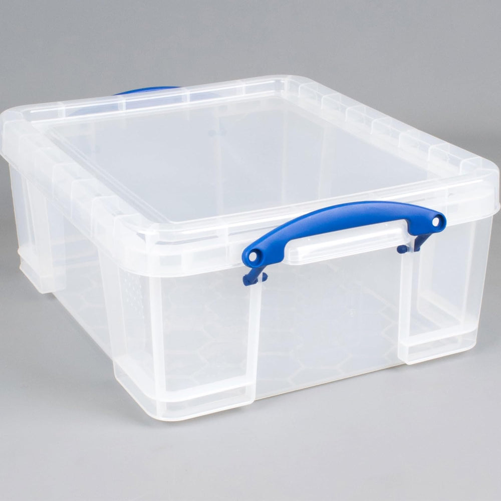 Really Useful Box 2 Pack 17L Plastic Storage Bins with Snap Lids and Clip Loc...