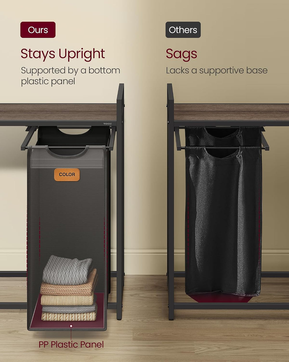 VASAGLE Laundry Hamper 2 Section, Laundry Sorter, 26.4 Gal. (100 L)