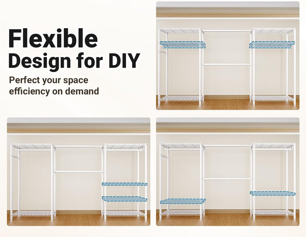 Clothing Rack for Hanging Clothes: Heavy Duty Clothes Rack, 71.5-91" W E...