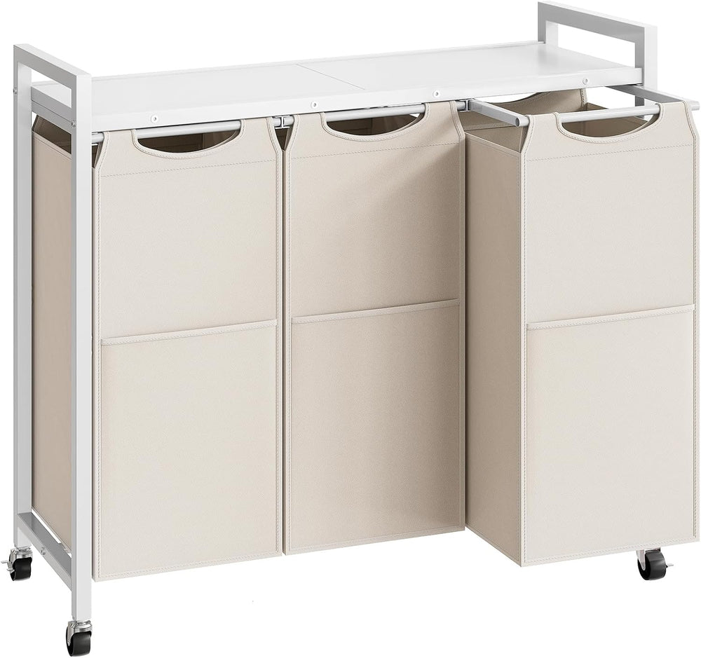 HOOBRO Laundry Sorter 3 Section, Laundry Hamper with Wheels, 3 × 11.5 Gal (43...