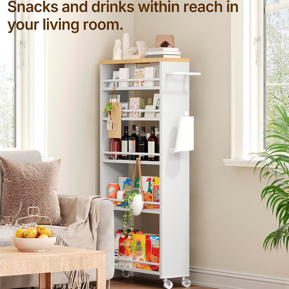 YATINEY 6 Tier Slim Storage Cart, Narrow Kitchen Cart with Wheels, Rolling Ut...