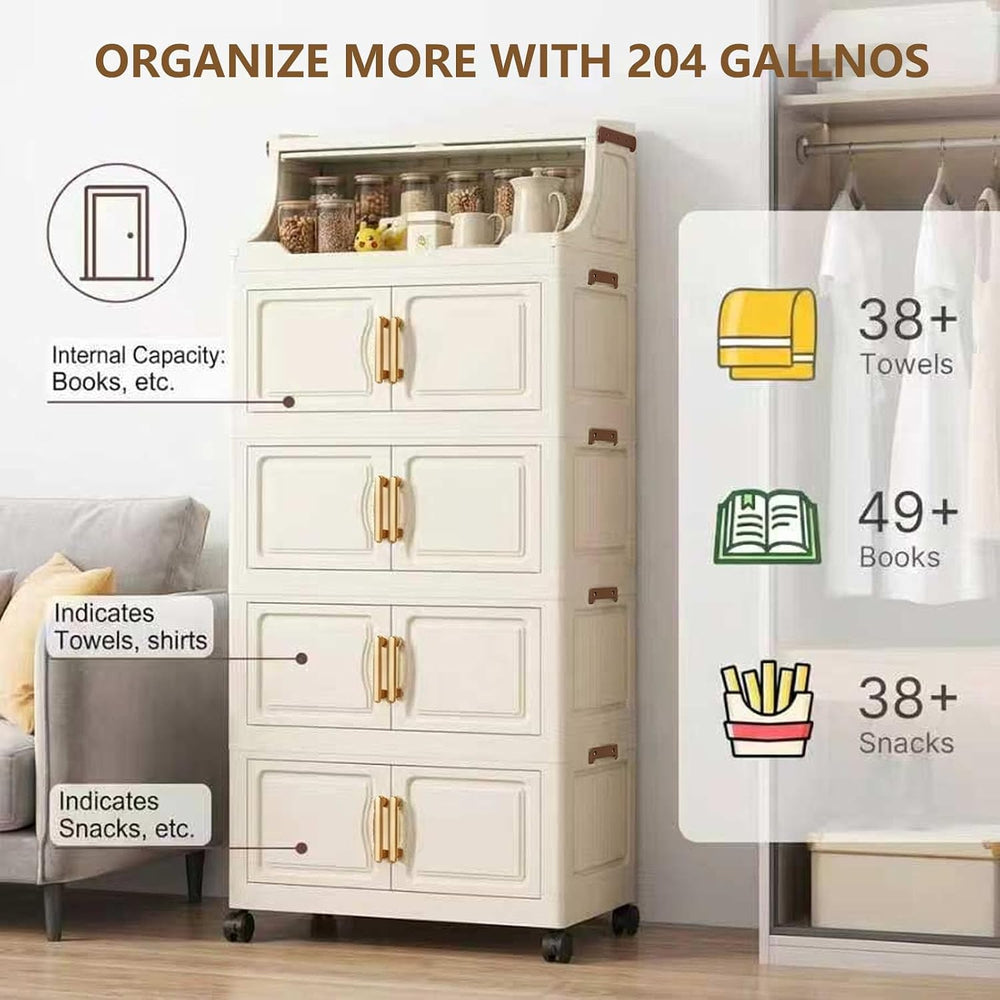 46QT Collapsible Storage Bins with Lids, Foldable Storage Box with Doors and ...