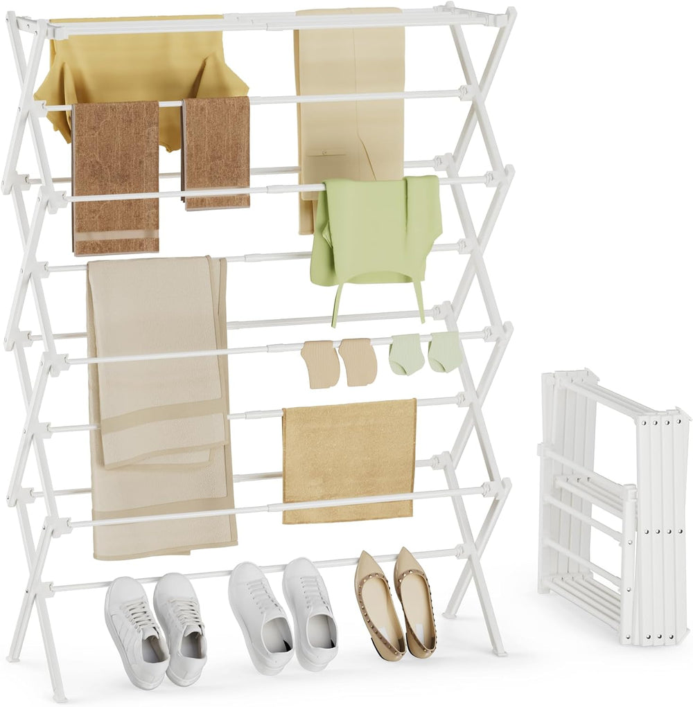 4-Tier Foldable Clothes Drying Rack for Long Garments