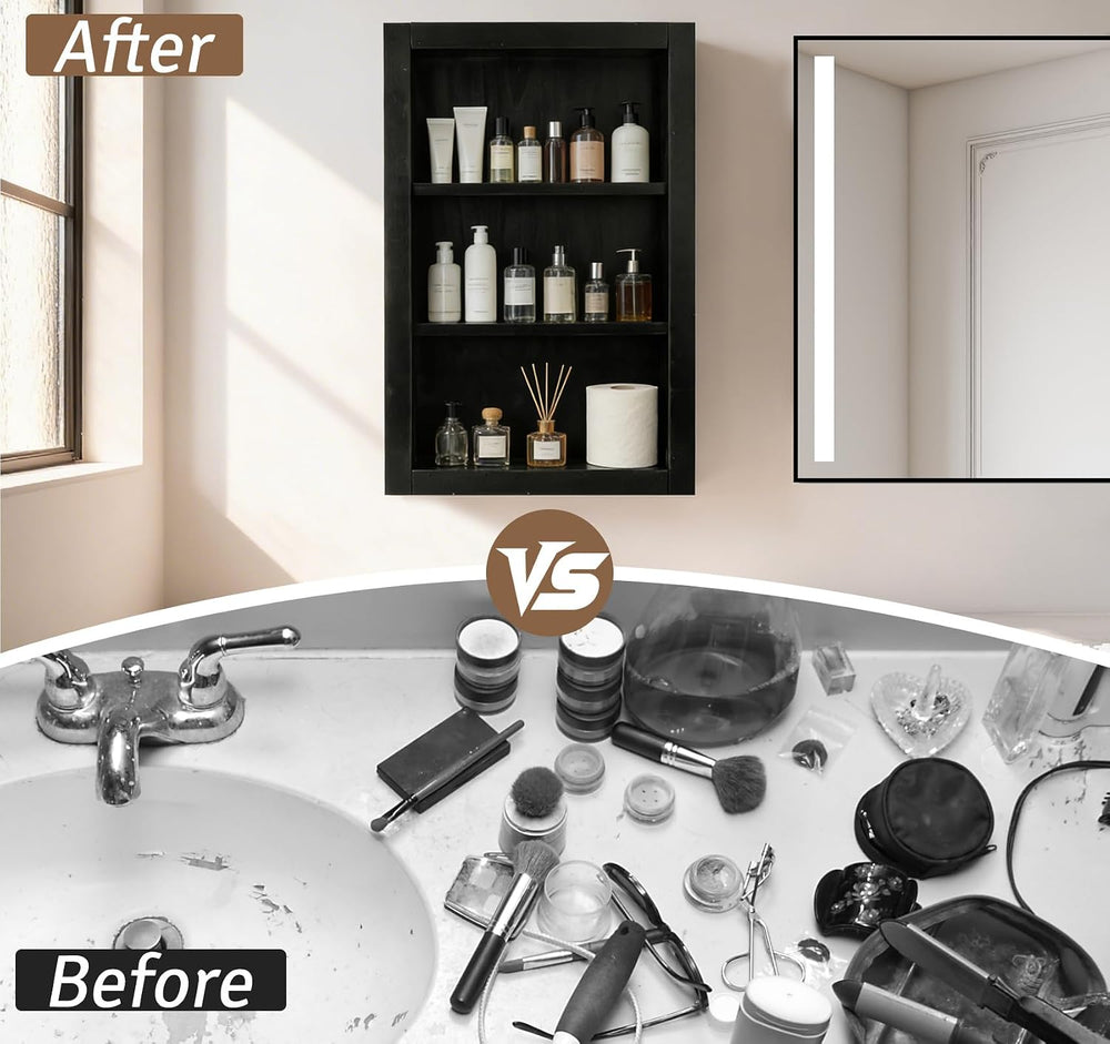 Shower Niche,14''x24'' Wood Recessed Wall Niche Medicine Cabi...