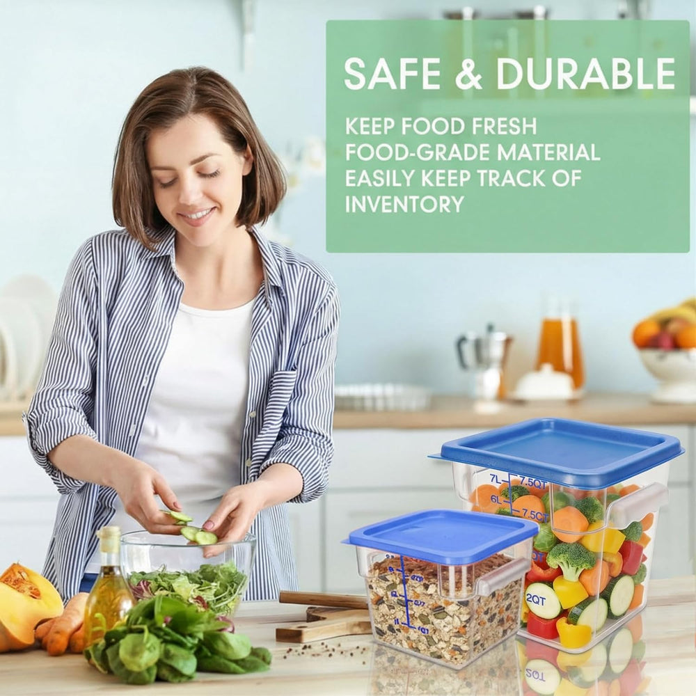 Lallisa 4 Pcs 8qt & 4qt Clear Food Storage Containers with Lids Handles a...