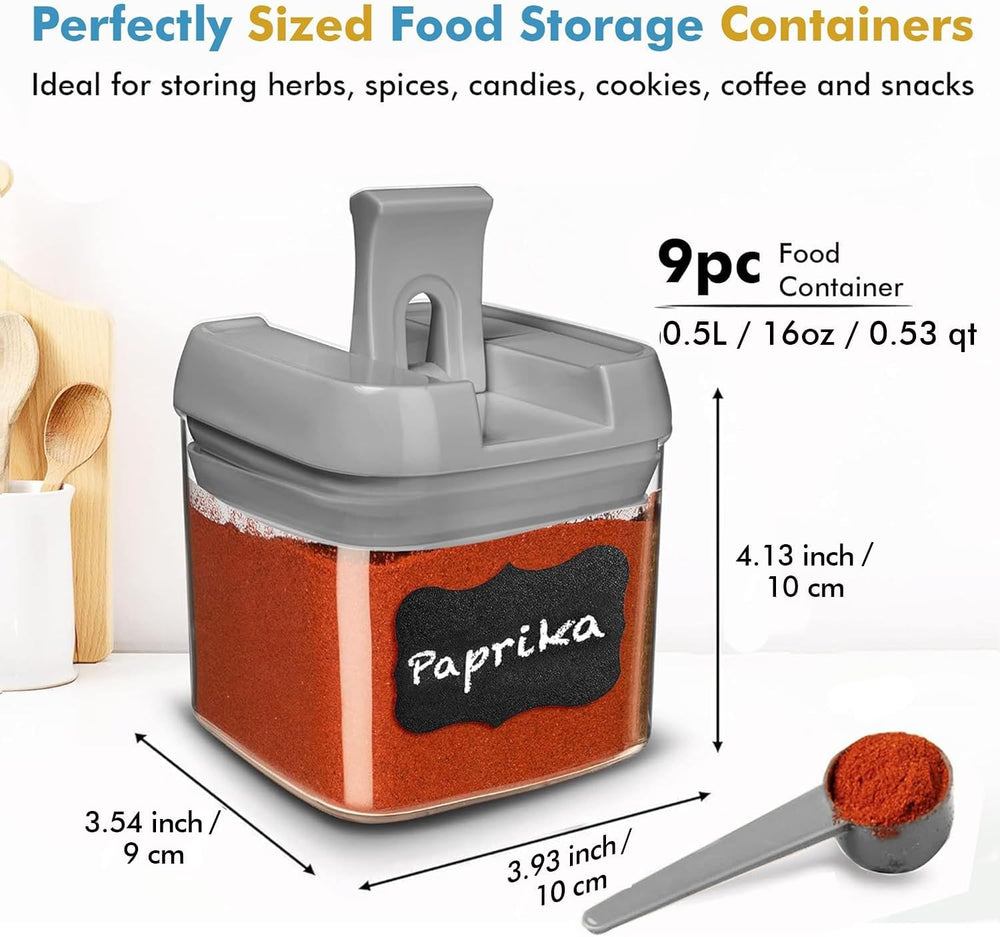 Shazo 9PC (0.5L, 2.1 Cup, 17oz) Airtight Food Storage Containers + 6 Spoons