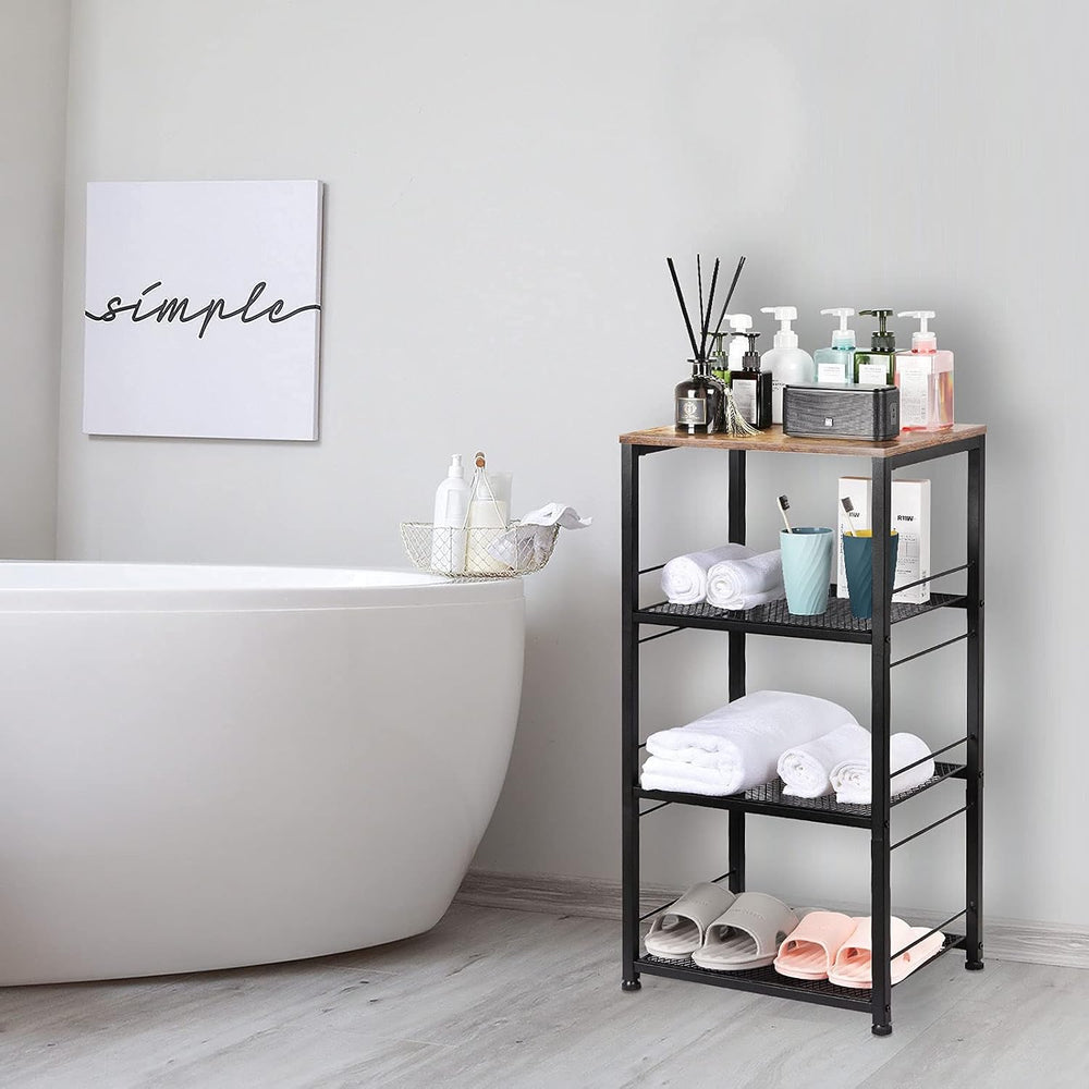 CADUKE Kitchen Storage Cart Baker's Rack 4-Tier Industrial Wood