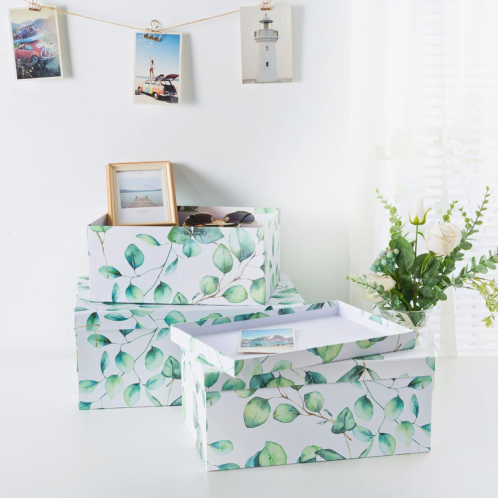 Soul & Lane - Eucalyptus Decorative Storage Boxes with Lids, Set of 3