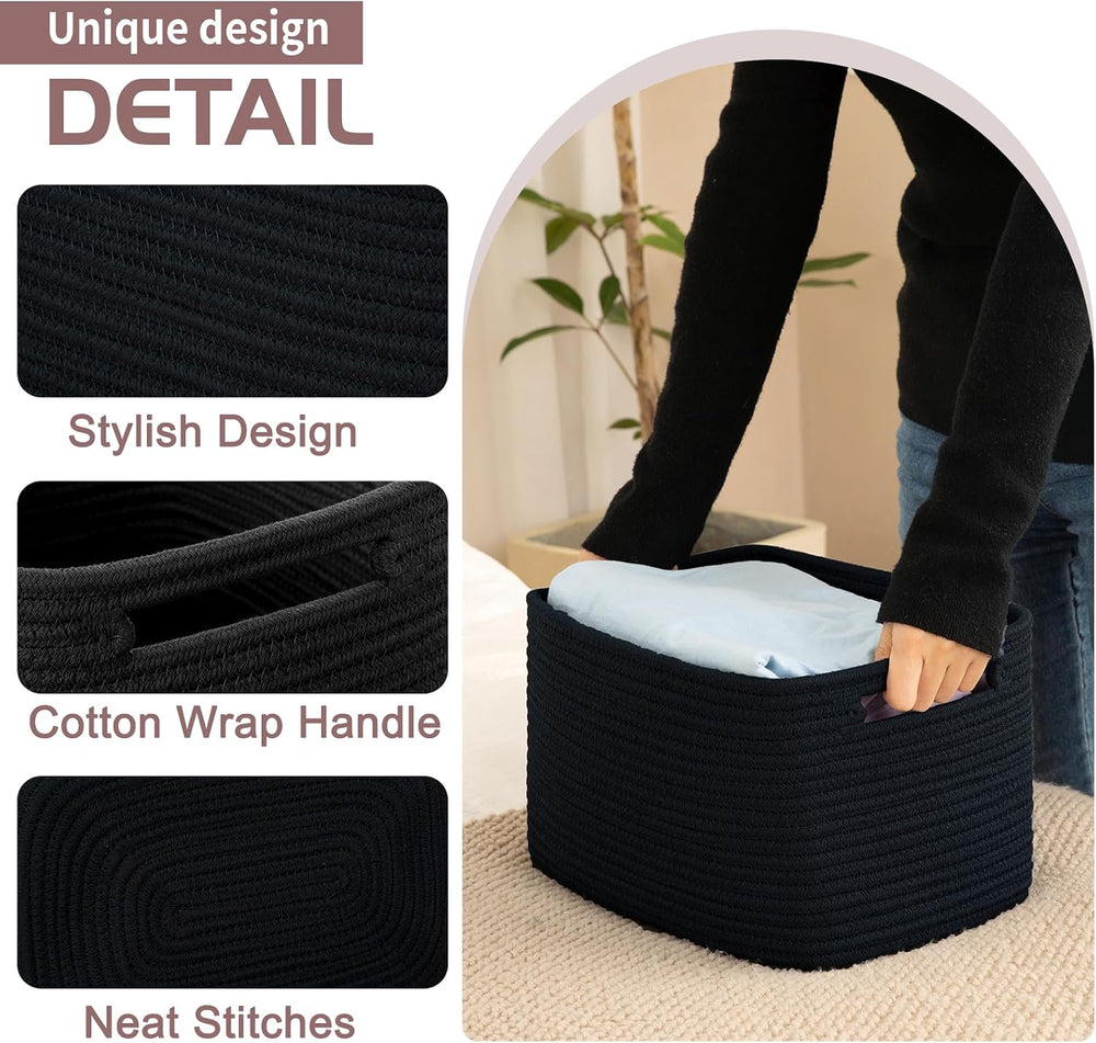 OIAHOMY 4 Pack Storage Baskets for Organizing 24L Cube Storage Bins Black