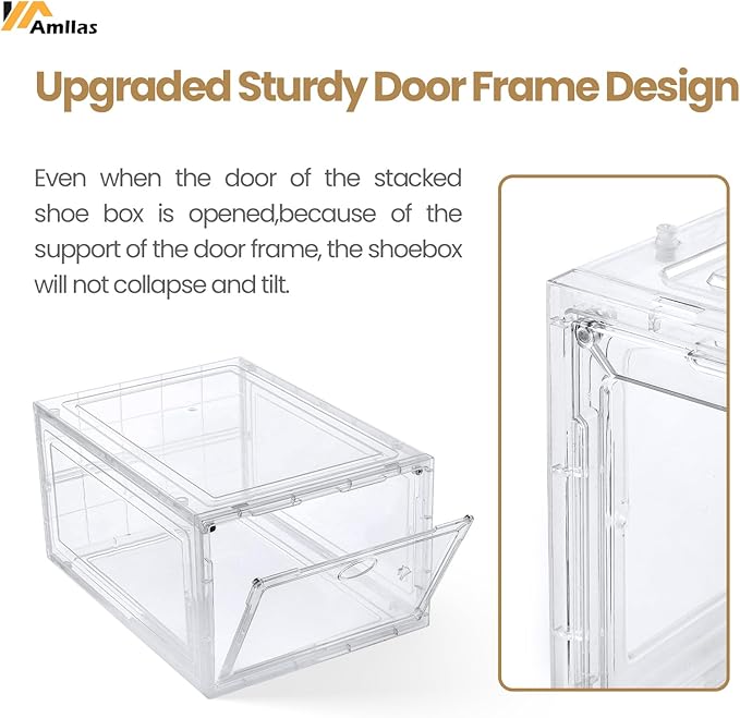 12 Pack Clear Shoe Boxes Stackable, Shoe Storage Boxes