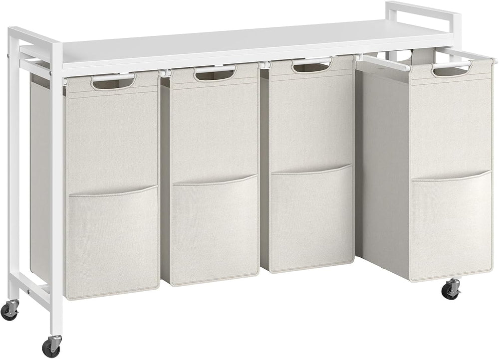HOOBRO Laundry Sorter 4 Sections, Laundry Hamper with Wheels, 4 × 10.5 Gal (4...