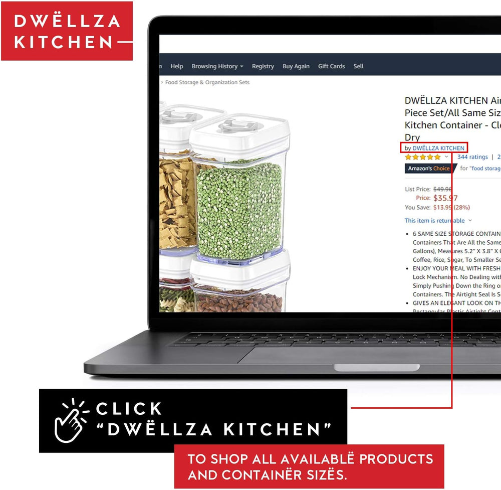 DWËLLZA KITCHEN Airtight Food Storage Containers for Pantry With White Lids 1...