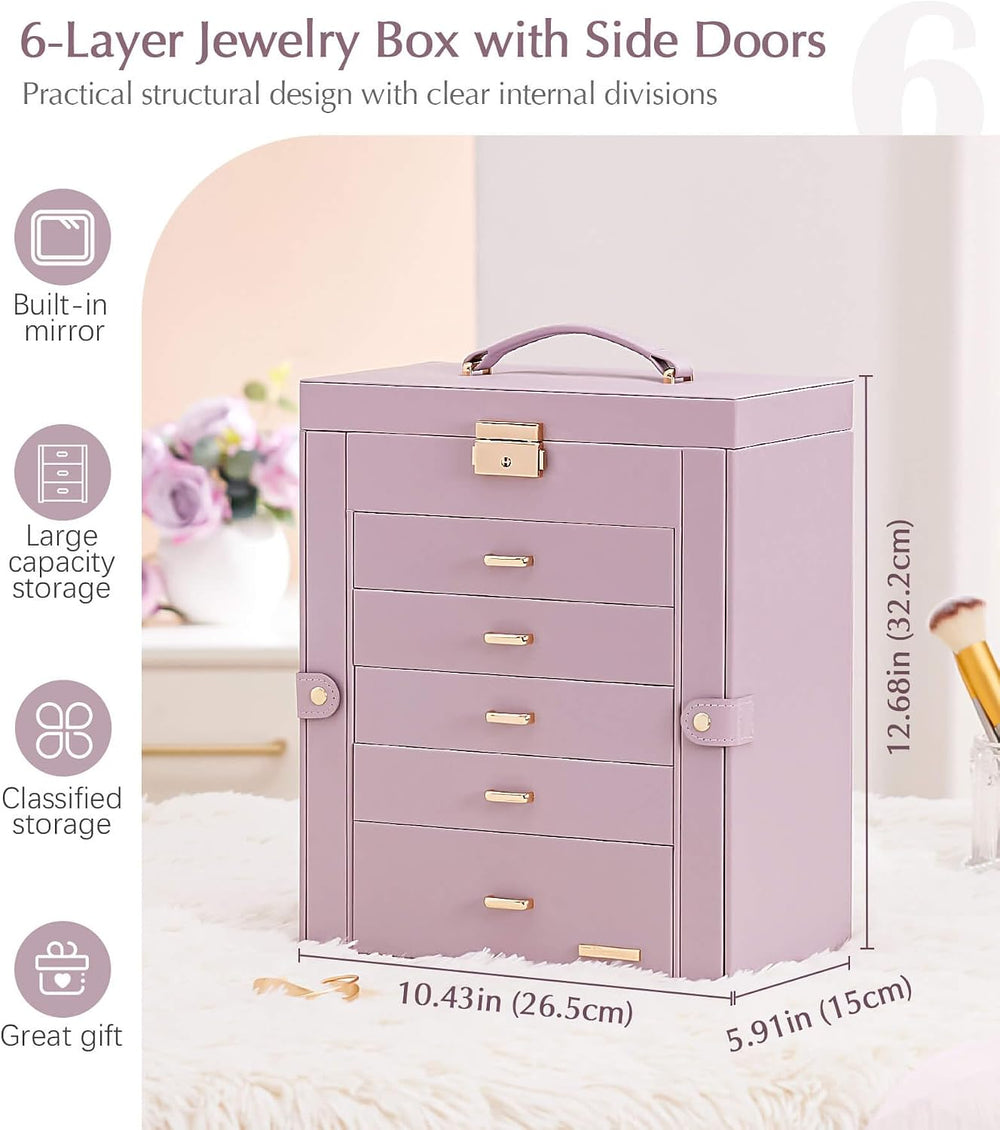 Homde Jewelry Box Large for Women: 6 Layers Organizer with 5 Drawers